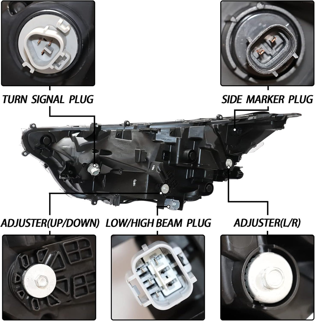LED Headlights Assembly with Black Bezel Passenger Side U884