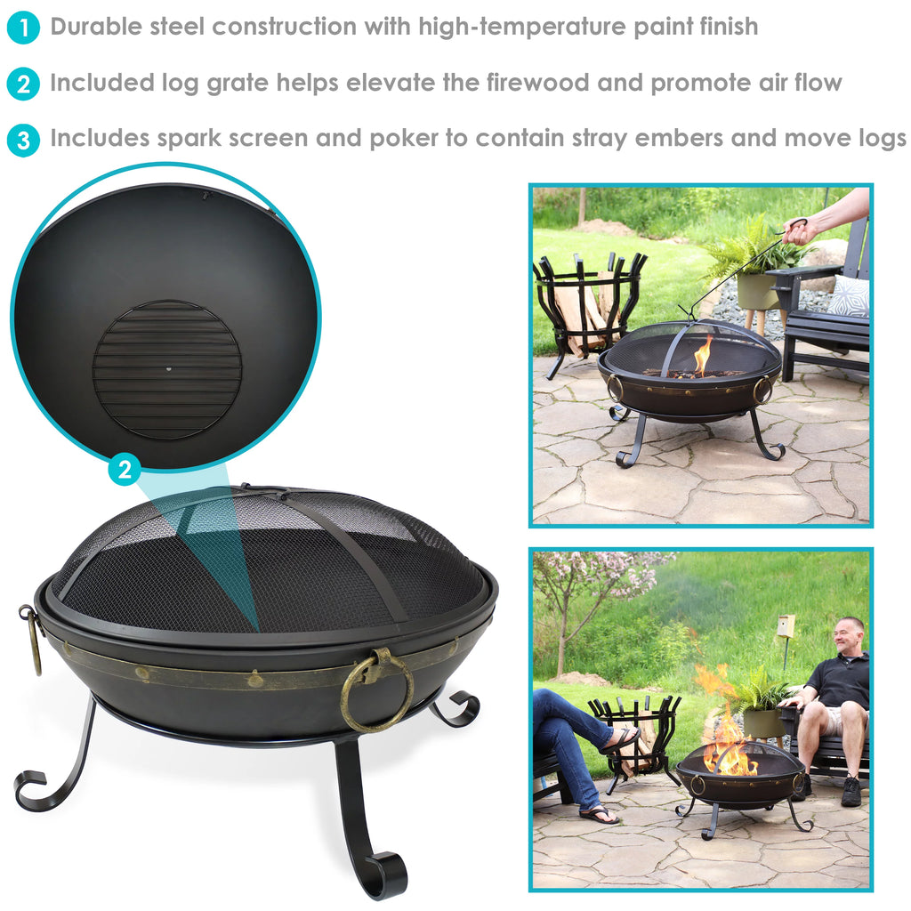 Steel Fire Bowl and Spark Screen - 25" A69290