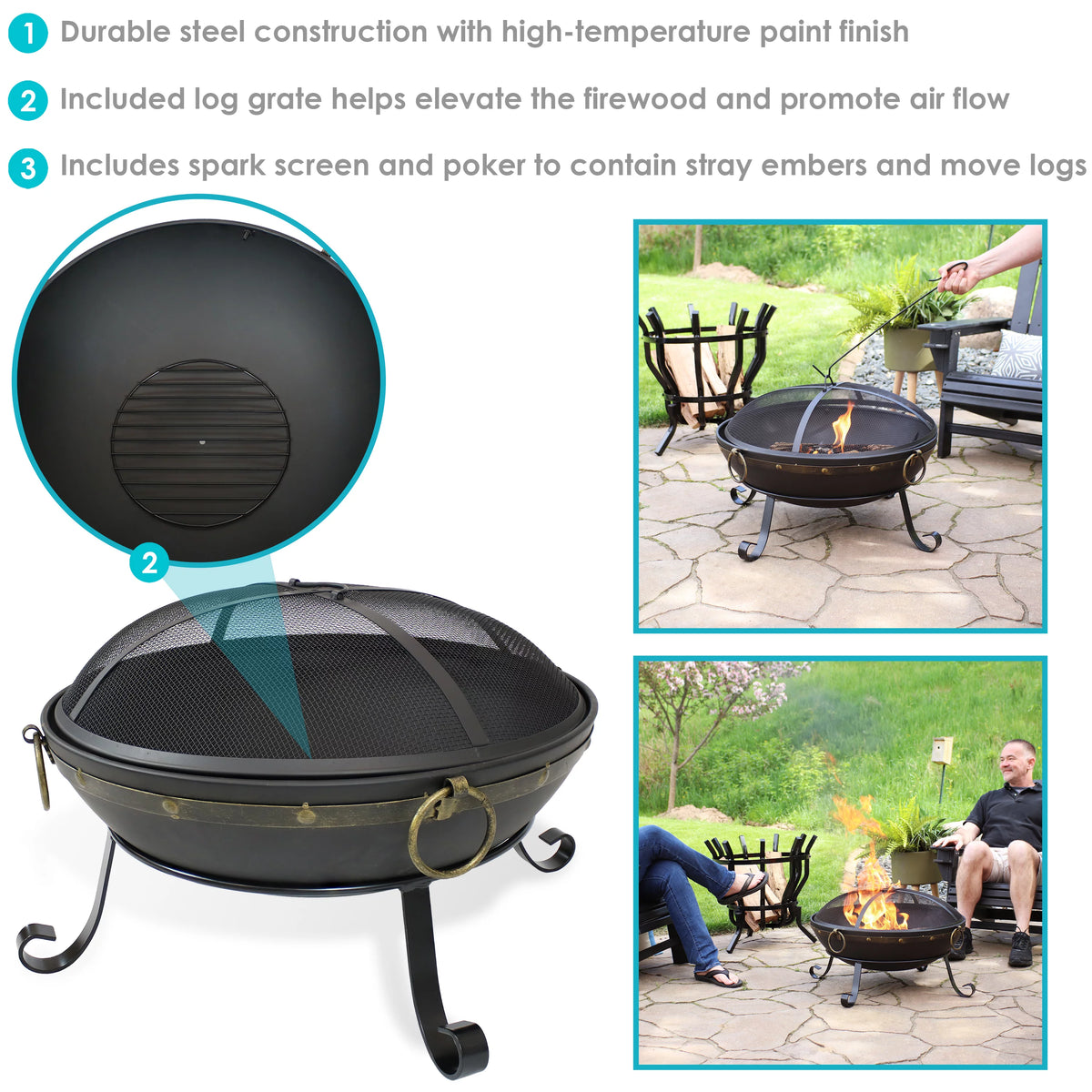 Steel Fire Bowl and Spark Screen - 25" A69290