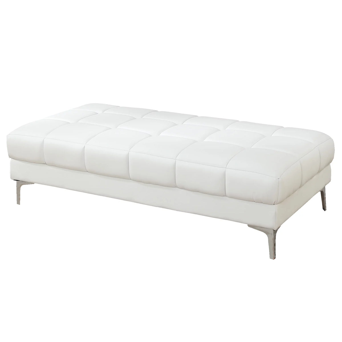White Bonded Leather Cocktail Ottoman S33157
