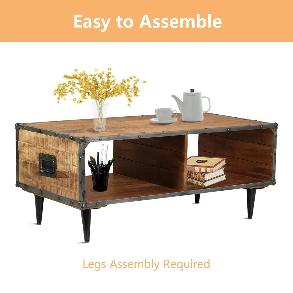 Solid Wood Coffee Table Rustic Oak J311627