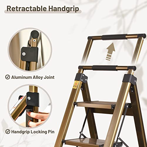 5 Step Aluminum Folding Ladder with Anti-Slip Wide Pedal O779007