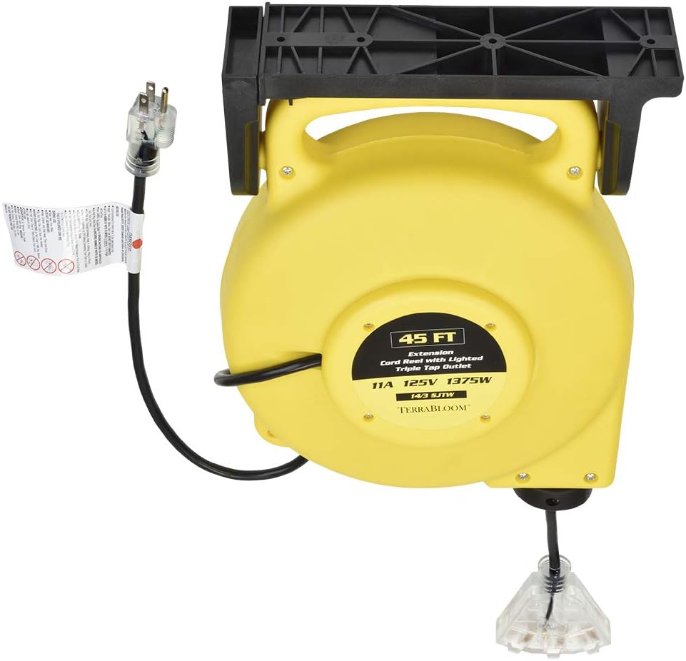 40 Ft 12/3 Retractable Extension Cord Reel with 3 Outlets G99800