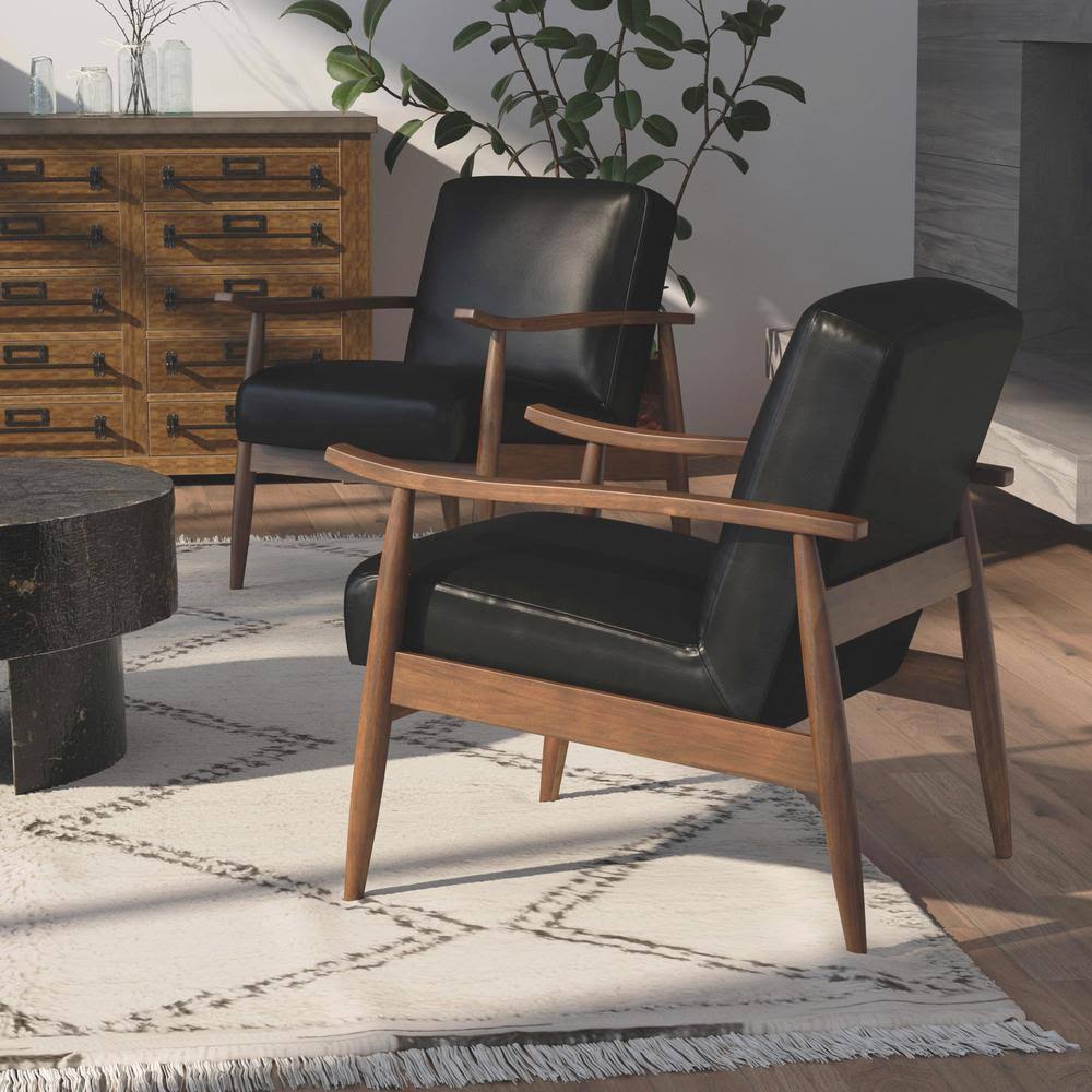 Black Leather Accent Chair W5075
