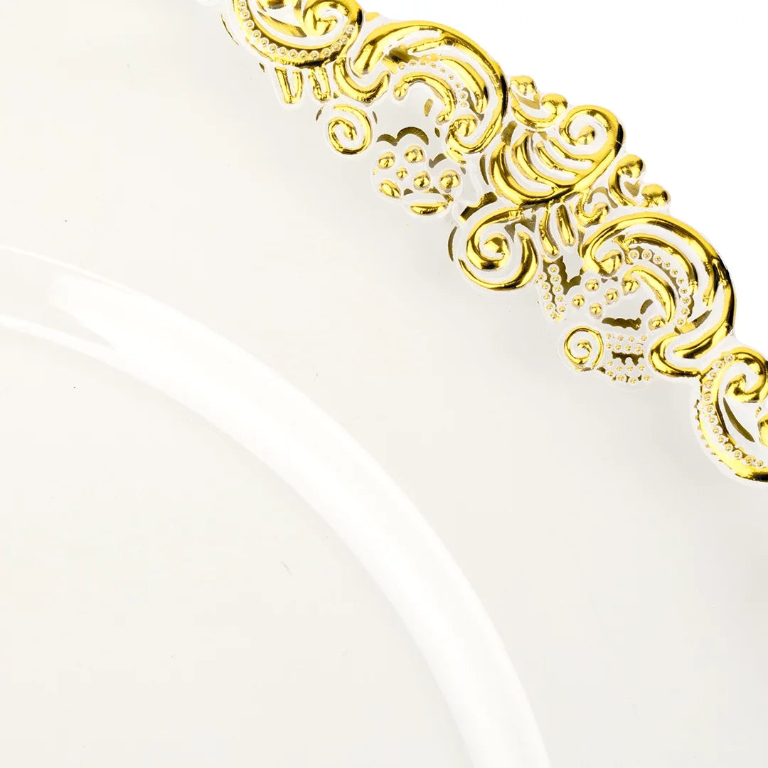 Clear Acrylic Charger Plates with Gold Rim Set of 4 V229