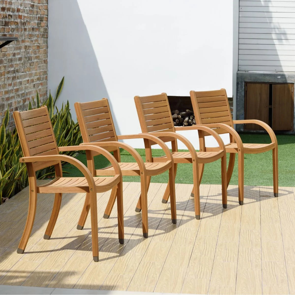 9-Piece Teak Finish Wood Extendable Patio Dining Set P77786