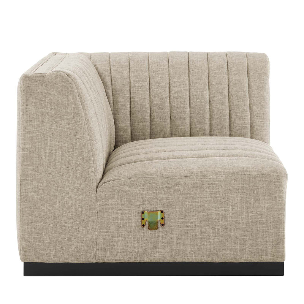 Beige Tufted Fabric Corner Chair Z6780