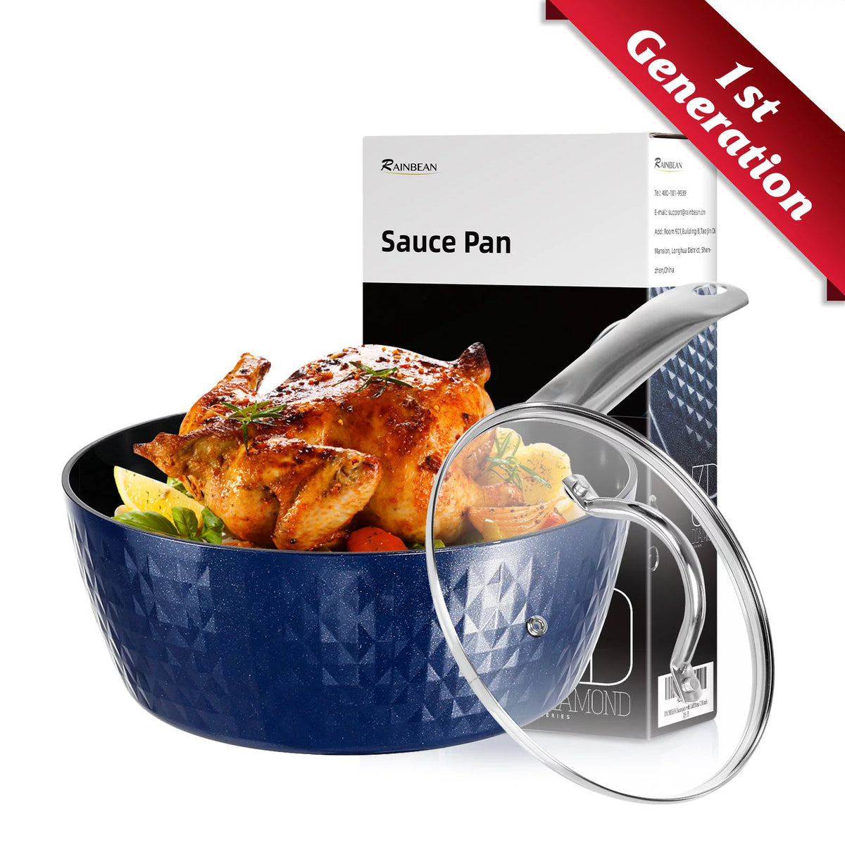20cm 1.8L Non Stick Ceramic Saucepan with Lid T5354