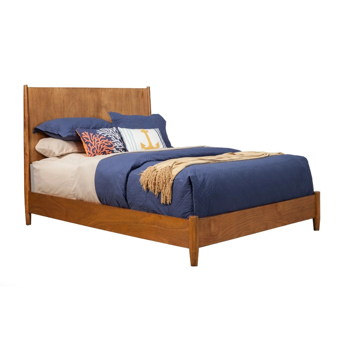 King Panel Bed Mahogany Wood Acorn Q947