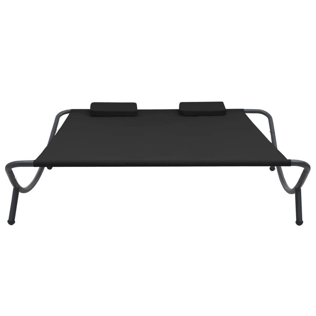Outdoor Lounge Bed with 2 Pillows Fabric Steel Frame K740