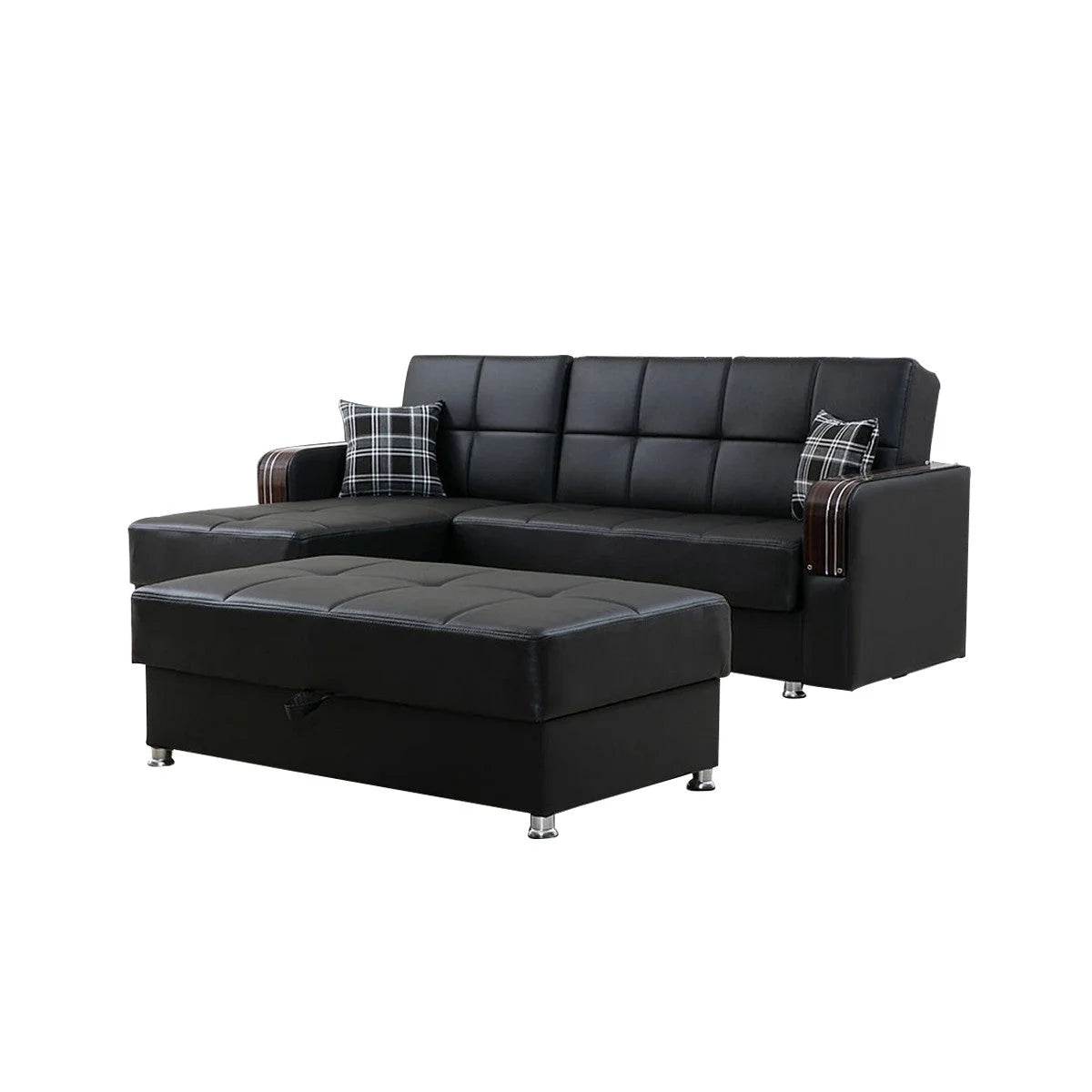 Black Reversible Sectional Sofa F678