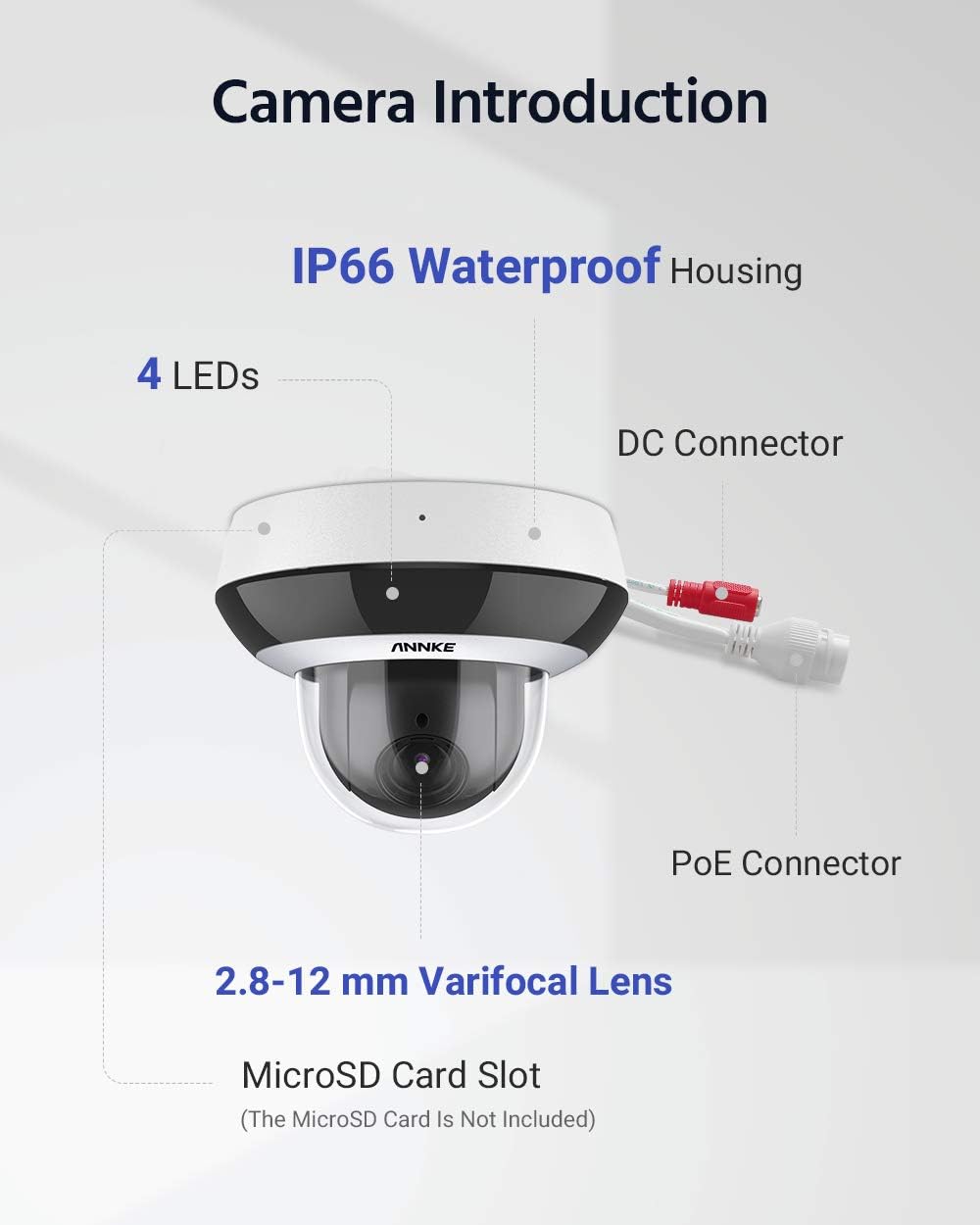 4MP PoE IP PTZ Dome Security Camera with 4X Optical Zoom V99058
