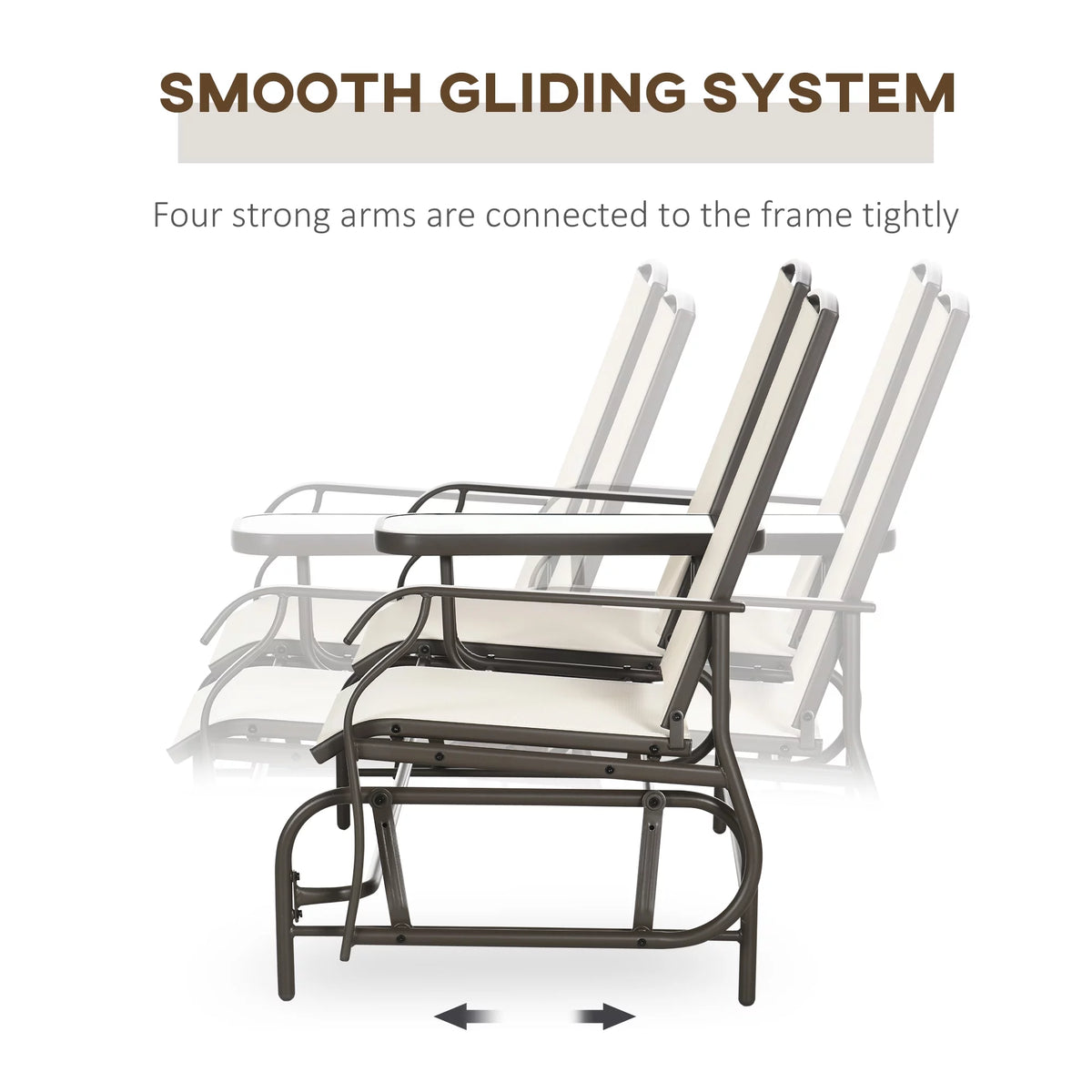 Gray Outdoor Glider Bench with Center Table H8095
