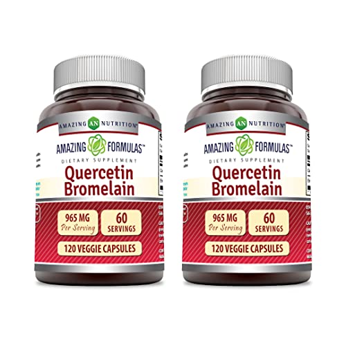 Quercetin 800mg with Bromelain 165mg 120 Veggie Capsules Supplement Pack of 2 M629