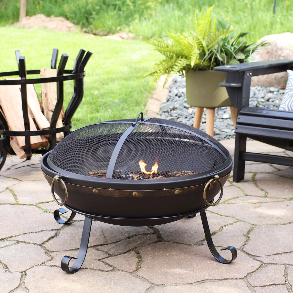 Steel Fire Bowl and Spark Screen - 25" A69290