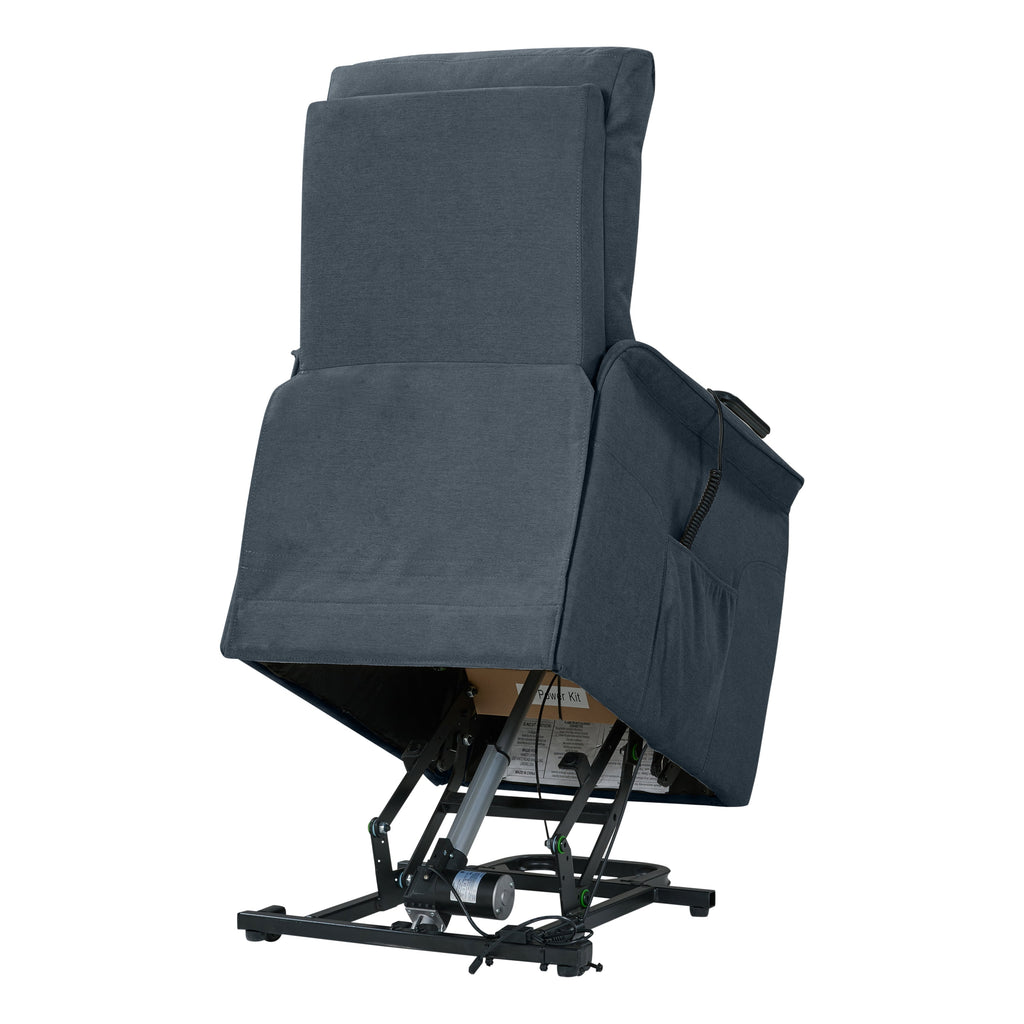 Blue Velour Power Recline and Lift Chair F520228
