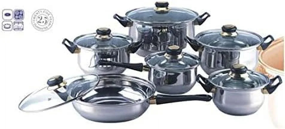 12 Piece Stainless Steel Cookware Set C4208