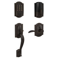 Aged Bronze Smart Wi-Fi Deadbolt with Alarm and Handle Set O28863