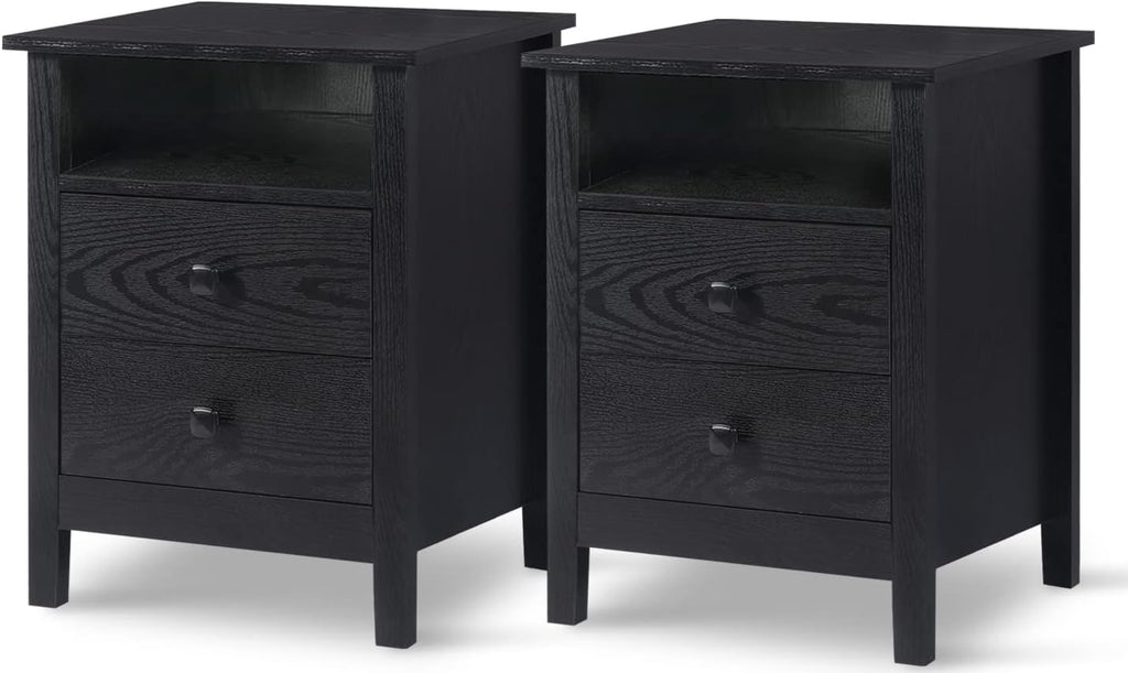 Set of 2 Wood Nightstands with Drawers I8161