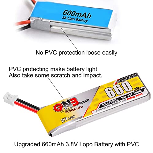 660mAh 1S LiPo Battery 4PCS 3.8V 90C JST-PH2.0 Micro FPV Racing Drone X413437
