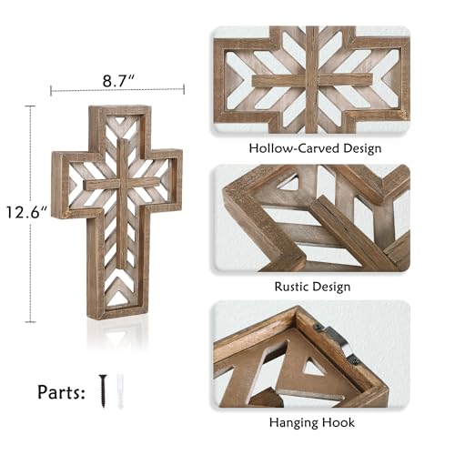12 Inch Handmade Rustic Wooden Wall Cross Z1663