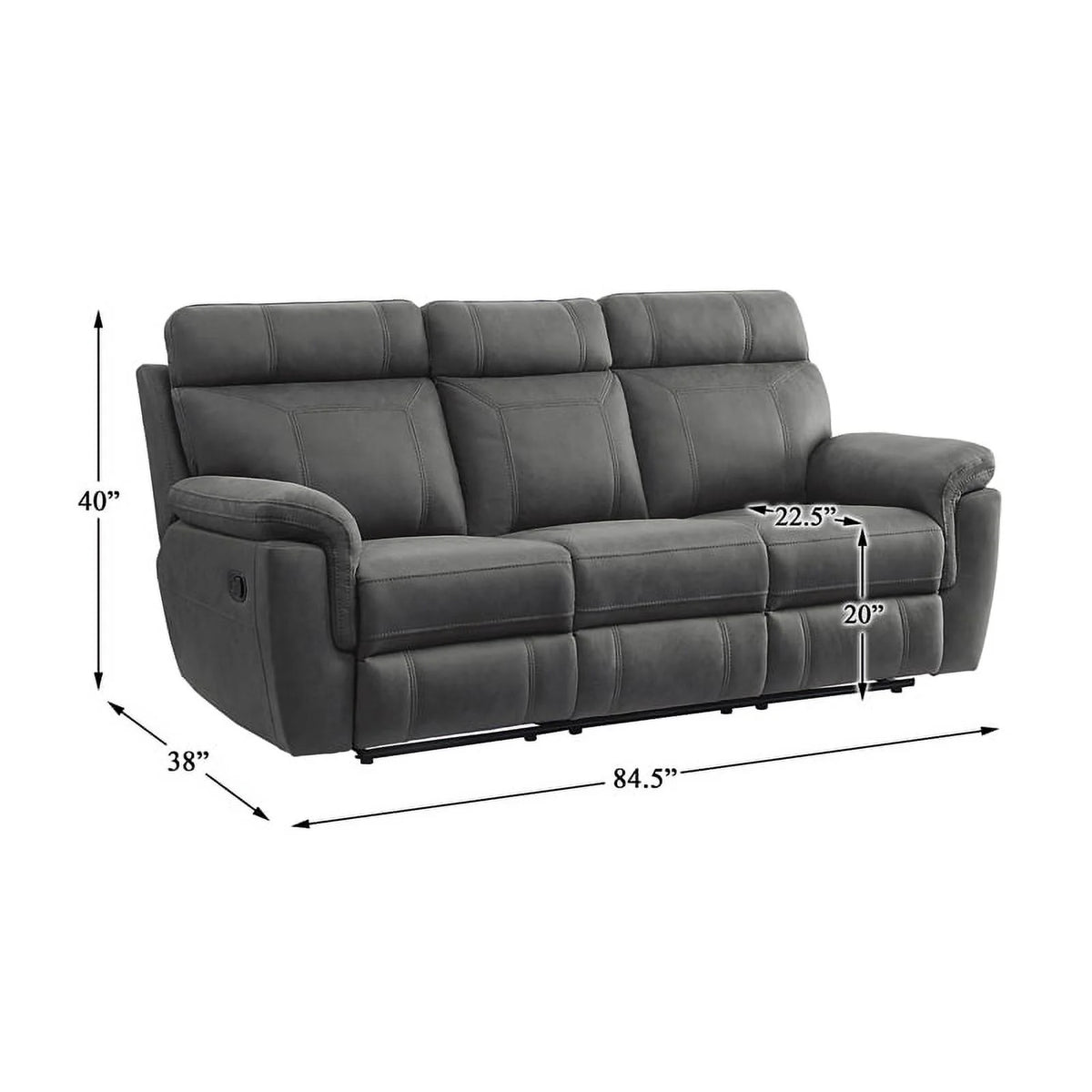 Microfiber Double Reclining Sofa with Cup Holders in Gray H934393