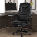 Big and Tall Black Leather Reclining Office Chair with Foot Rest M291