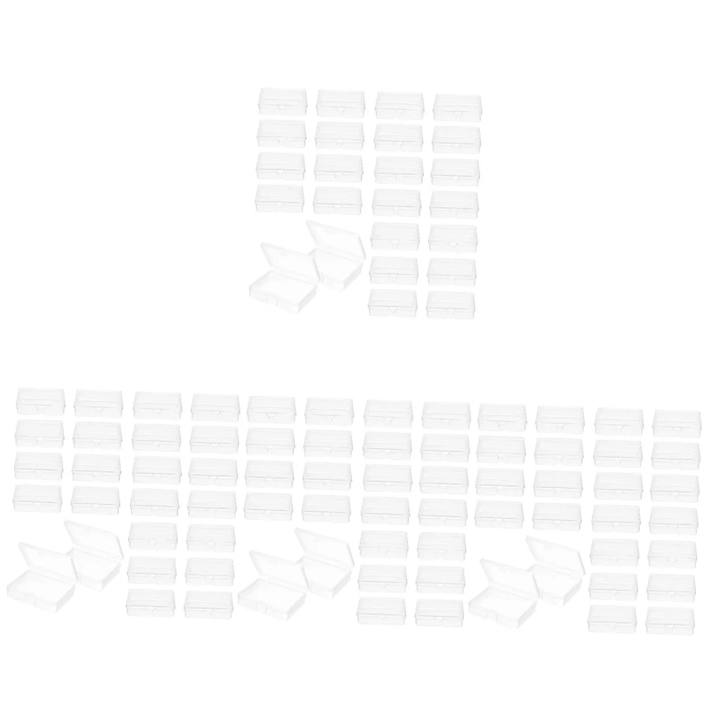 96 Pcs Mini Clear Plastic Boxes M7155
