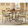5 Piece Faux Medium Cherry Wood and Metal Gathering Set E63638