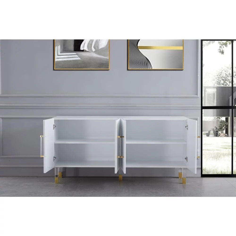 White Cabinet with Gold Acrylic Accents G6958