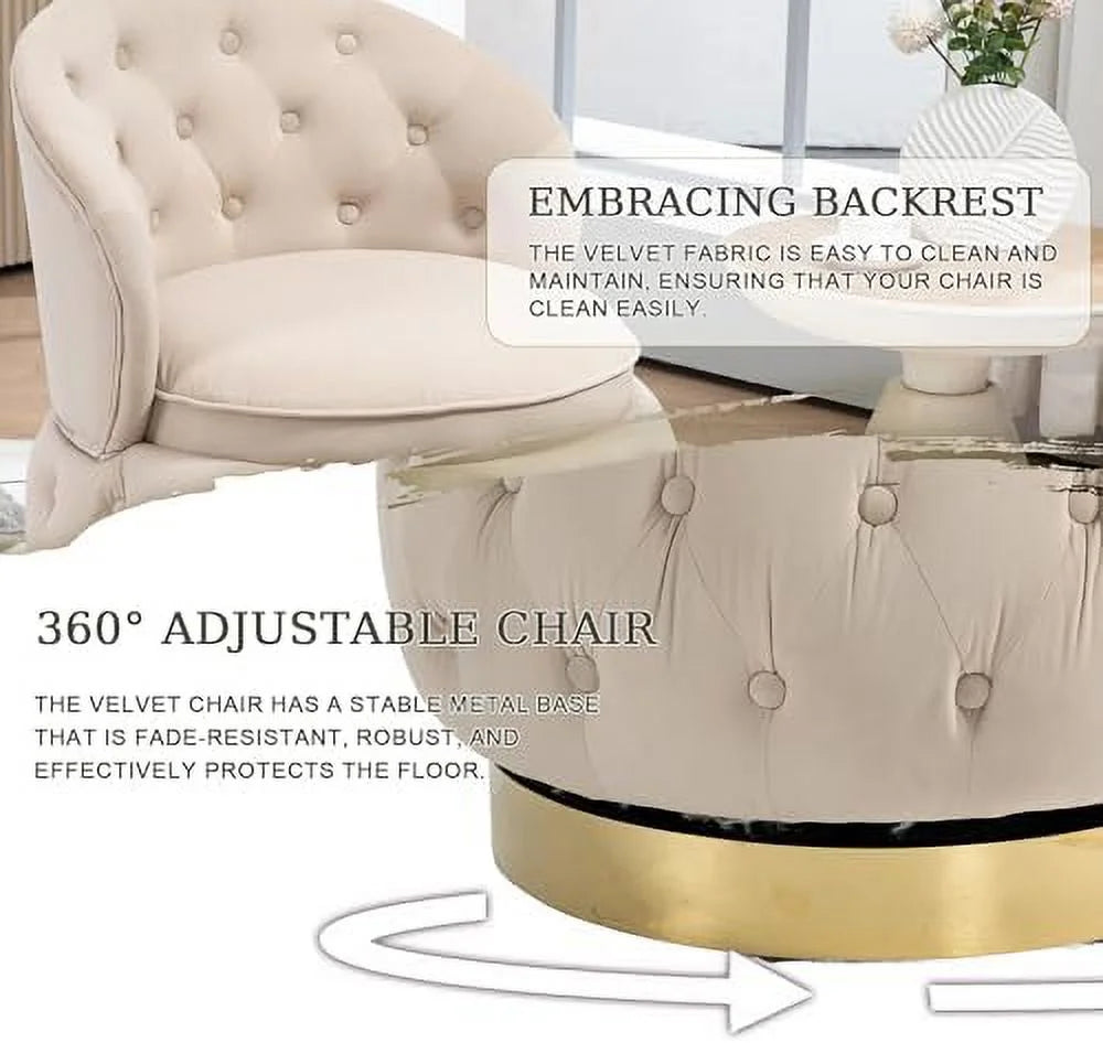 Round Swivel Chair with Tufted Back and Cushion E828551