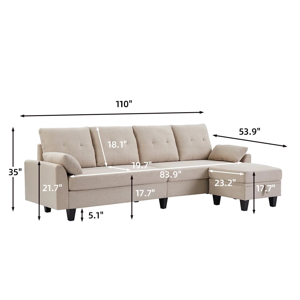 Modern Sectional Sofa with Reversible Chaise I637757