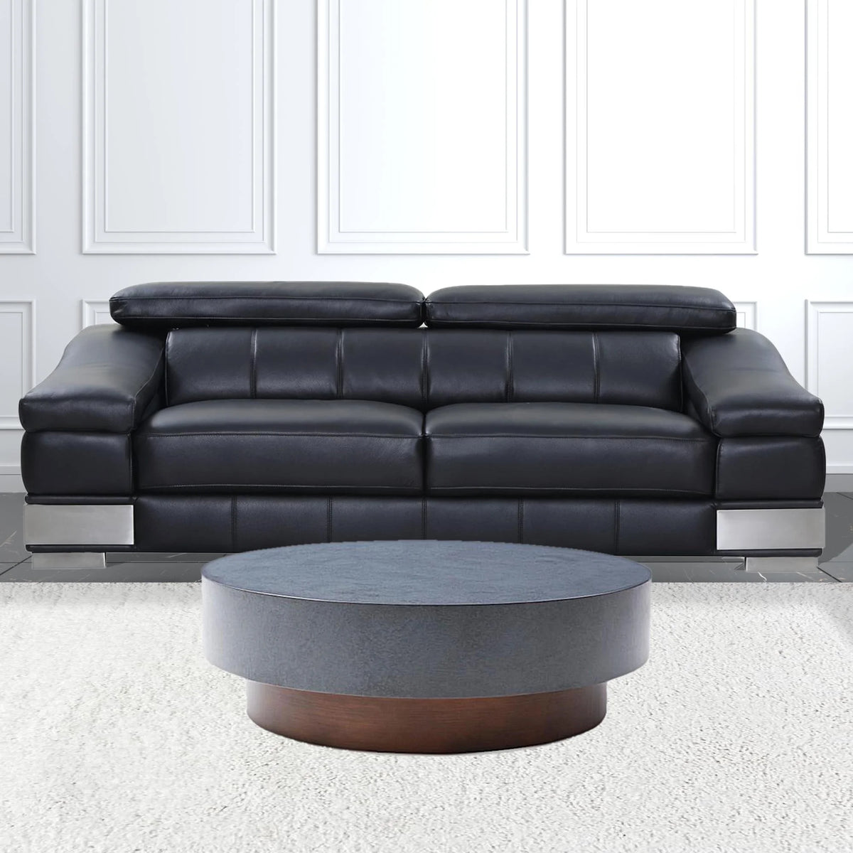 48 in. Antique Copper Grey Steel Round Coffee Table N770