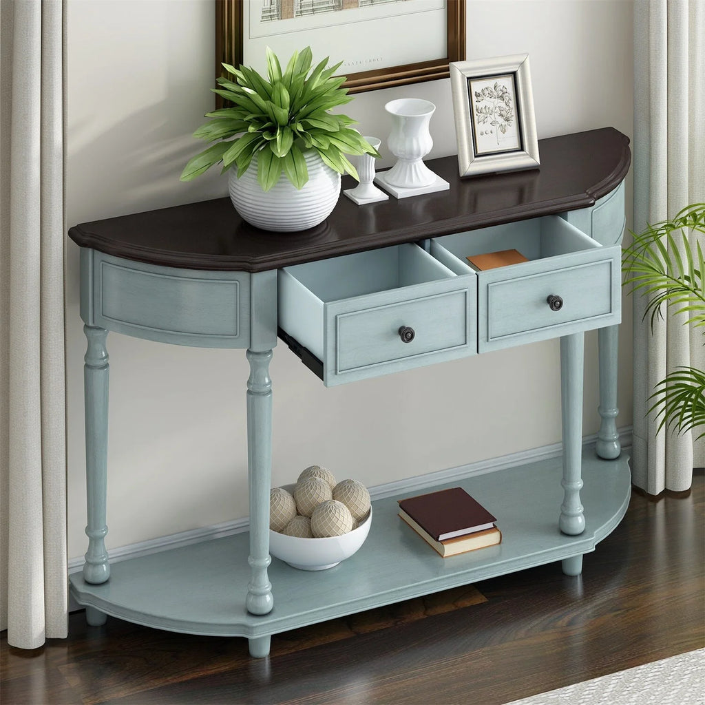 Circular Curved Console Table with Two Drawers E559404