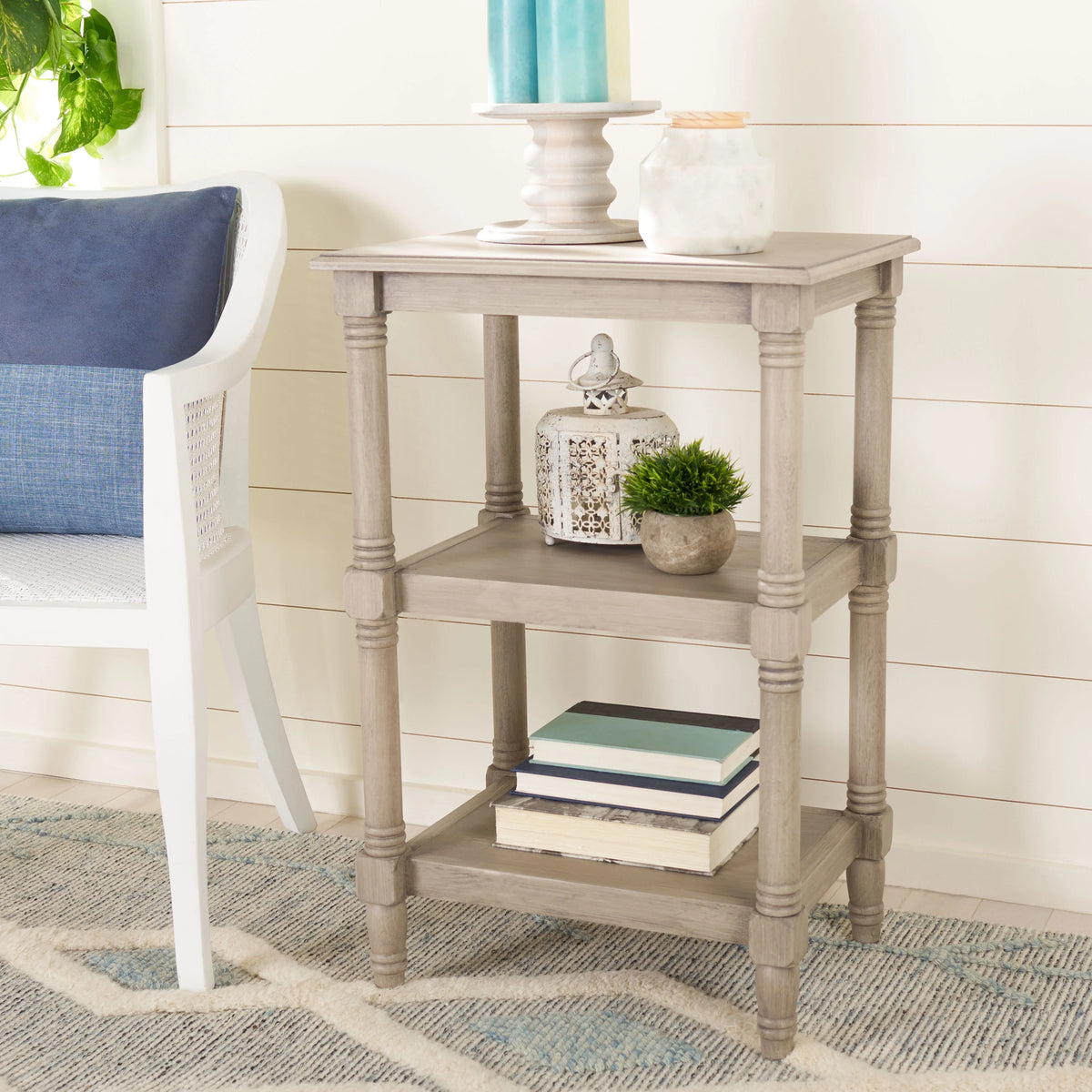 Greige Rectangle Wood End Table Y6211