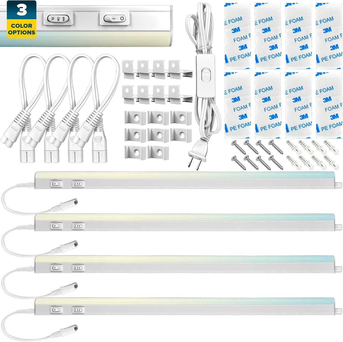 4 PCS 23 Inch Plug In LED Under Cabinet Light Kit U701535