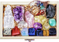 16 Large Natural Healing Crystals Set in Wooden Box T662