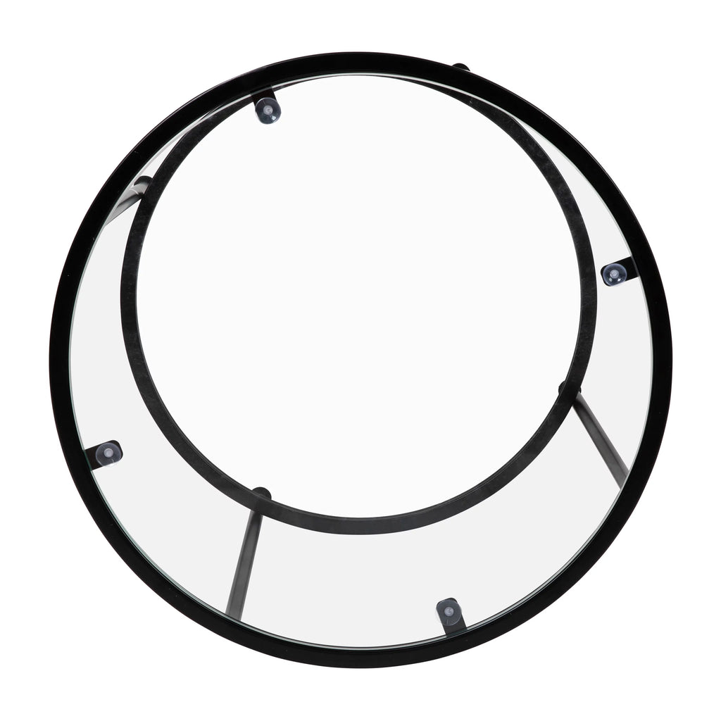 Round Glass End Table with Black Frame E78070
