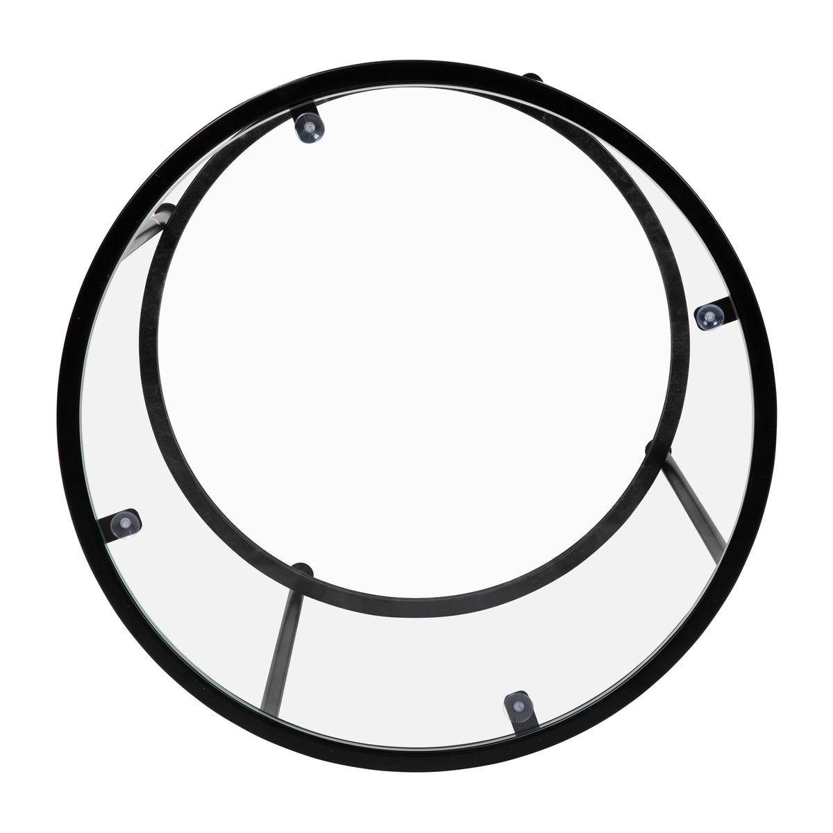 Round Glass End Table with Black Frame E78070