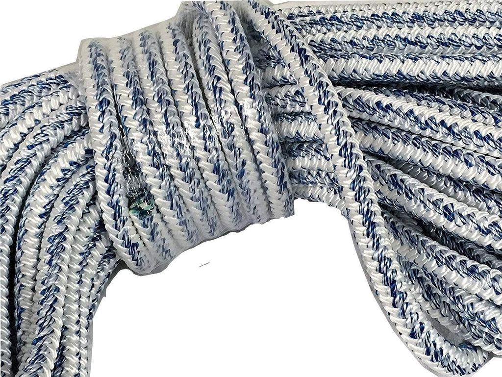 3/4 Inch by 150 Feet 12 Carrier 24 Strand Arborist Bull Rope White Blue R96791