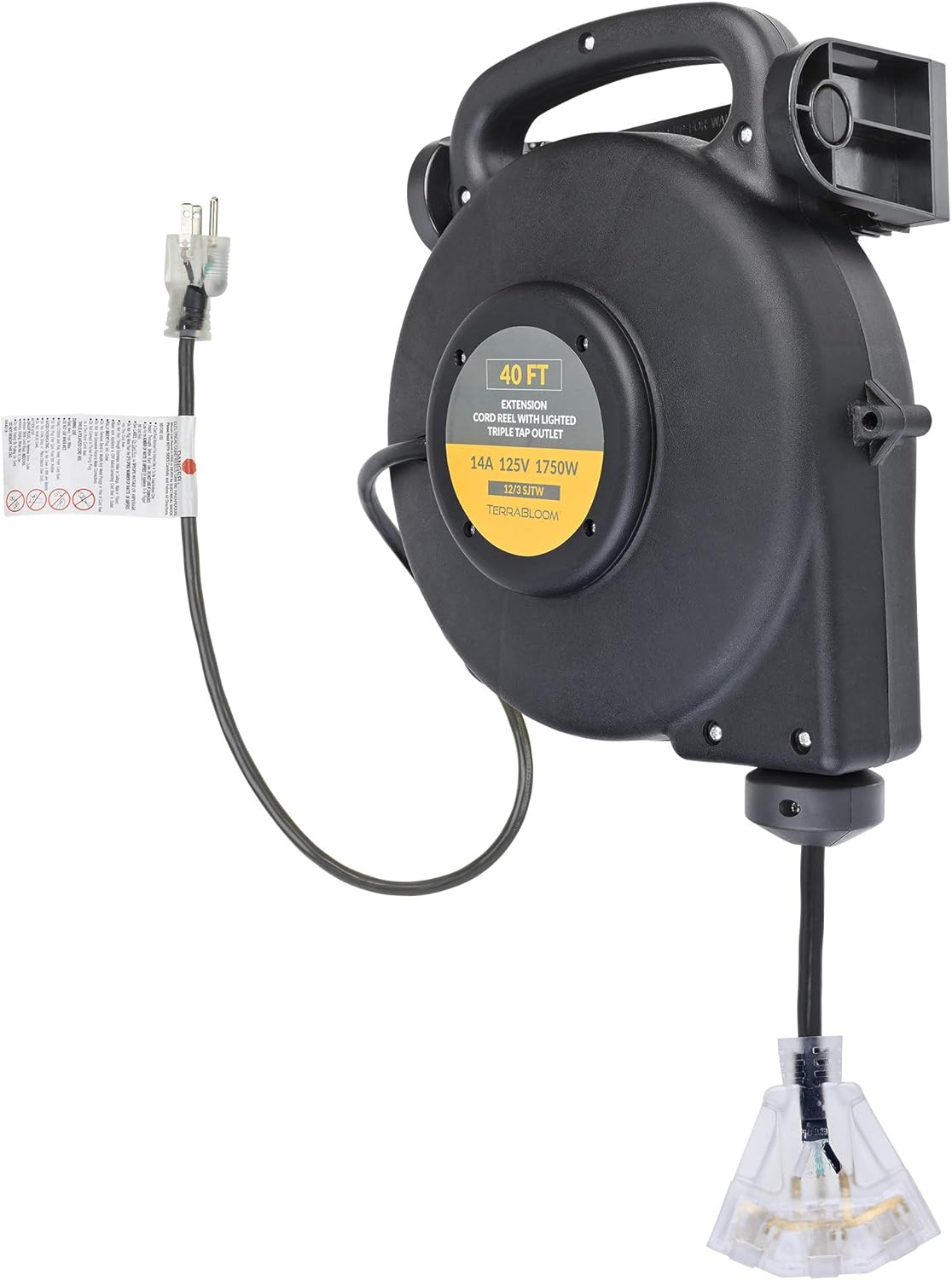 40 Ft 12/3 Retractable Extension Cord Reel with 3 Outlets G99800