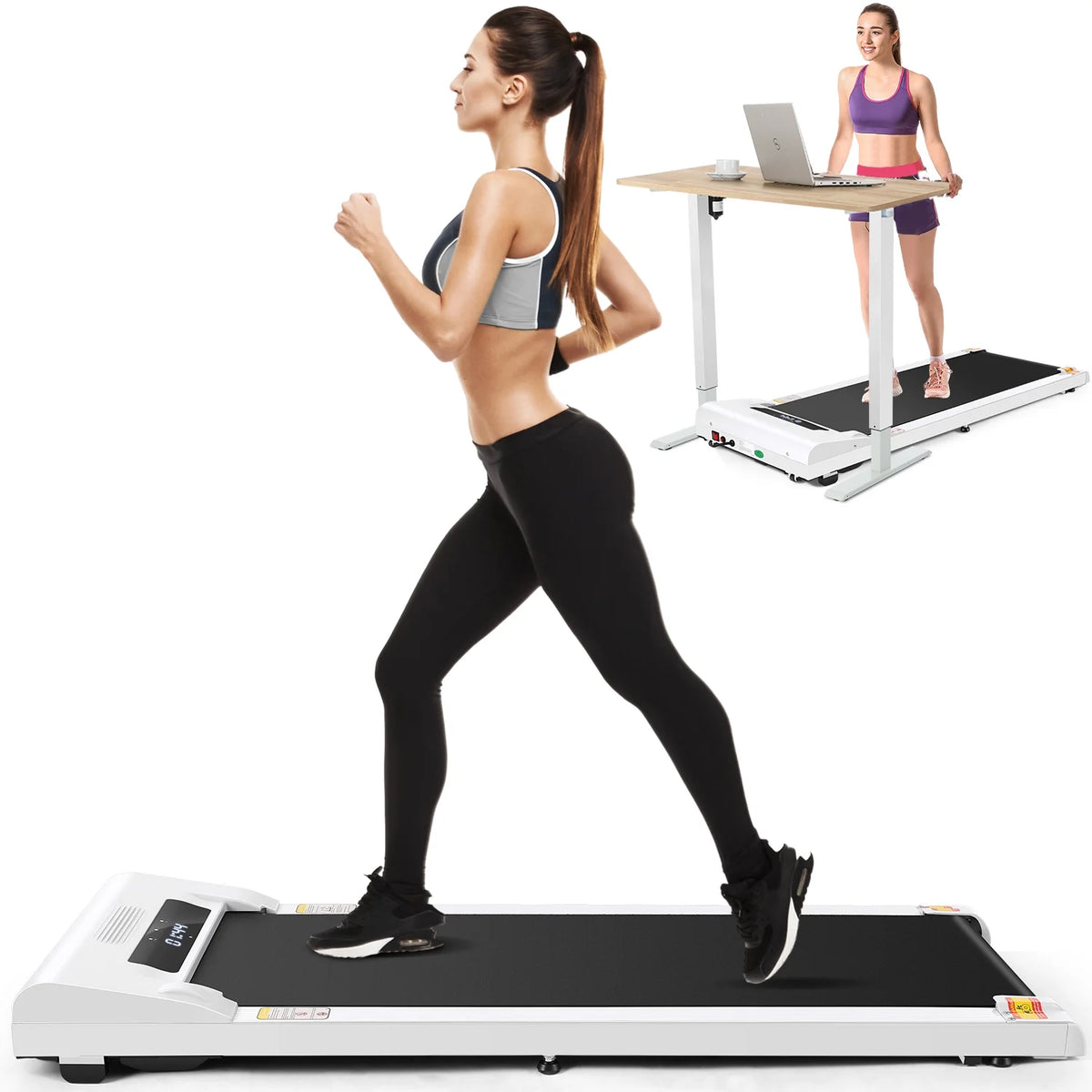 2.5HP Slim Compact Under Desk Treadmill with LED Display and Remote Control E314
