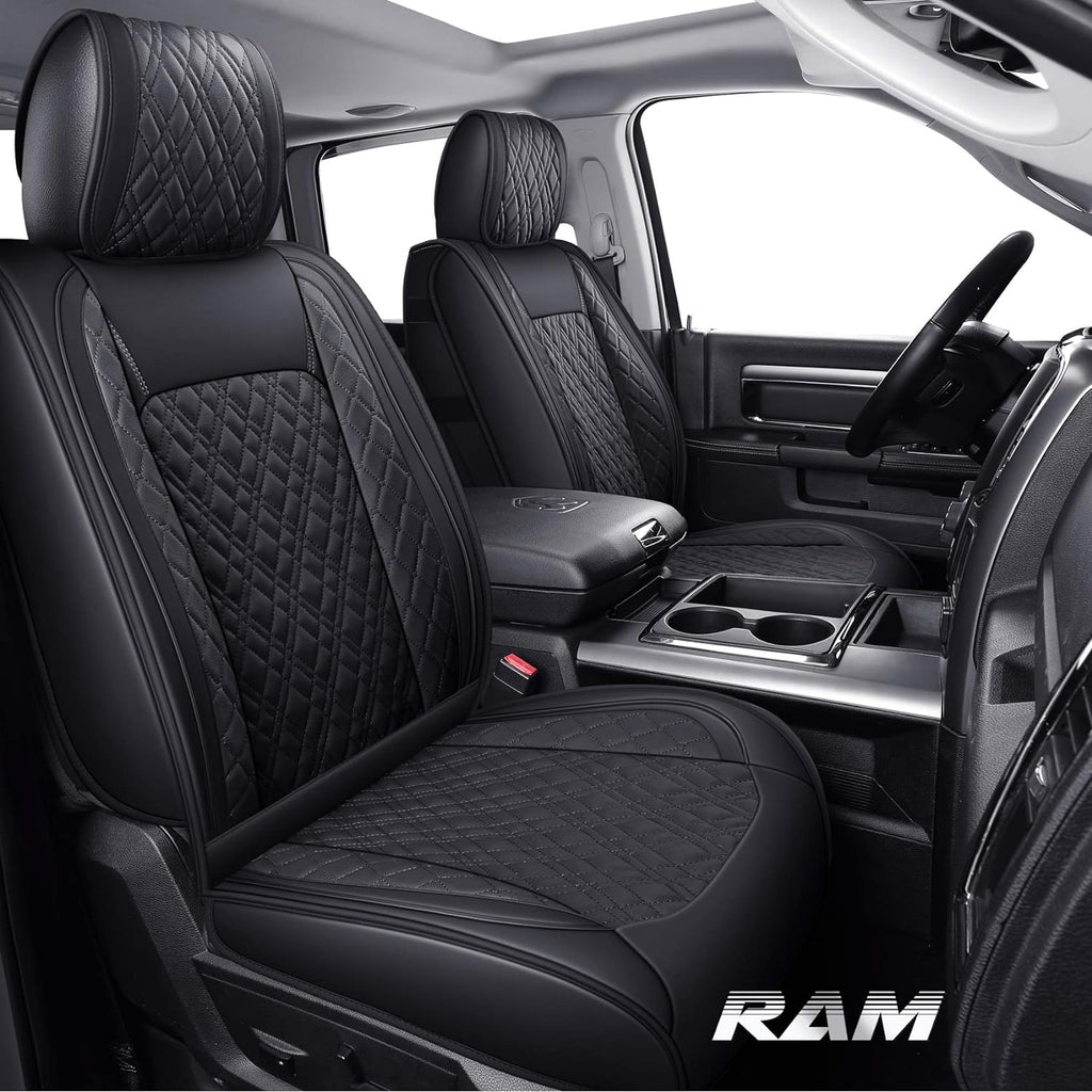 Black-Brown 2 Pc Front Car Seat Covers C5498