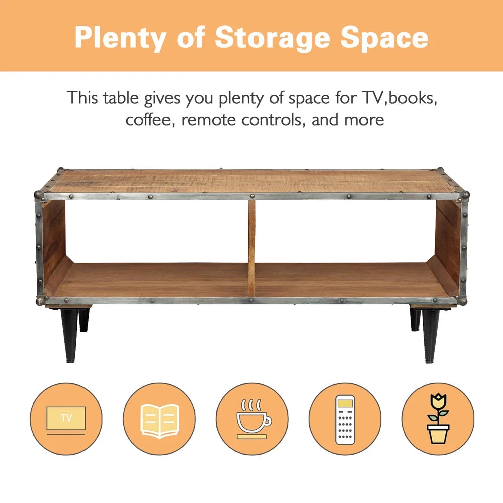Solid Wood Coffee Table Rustic Oak J311627