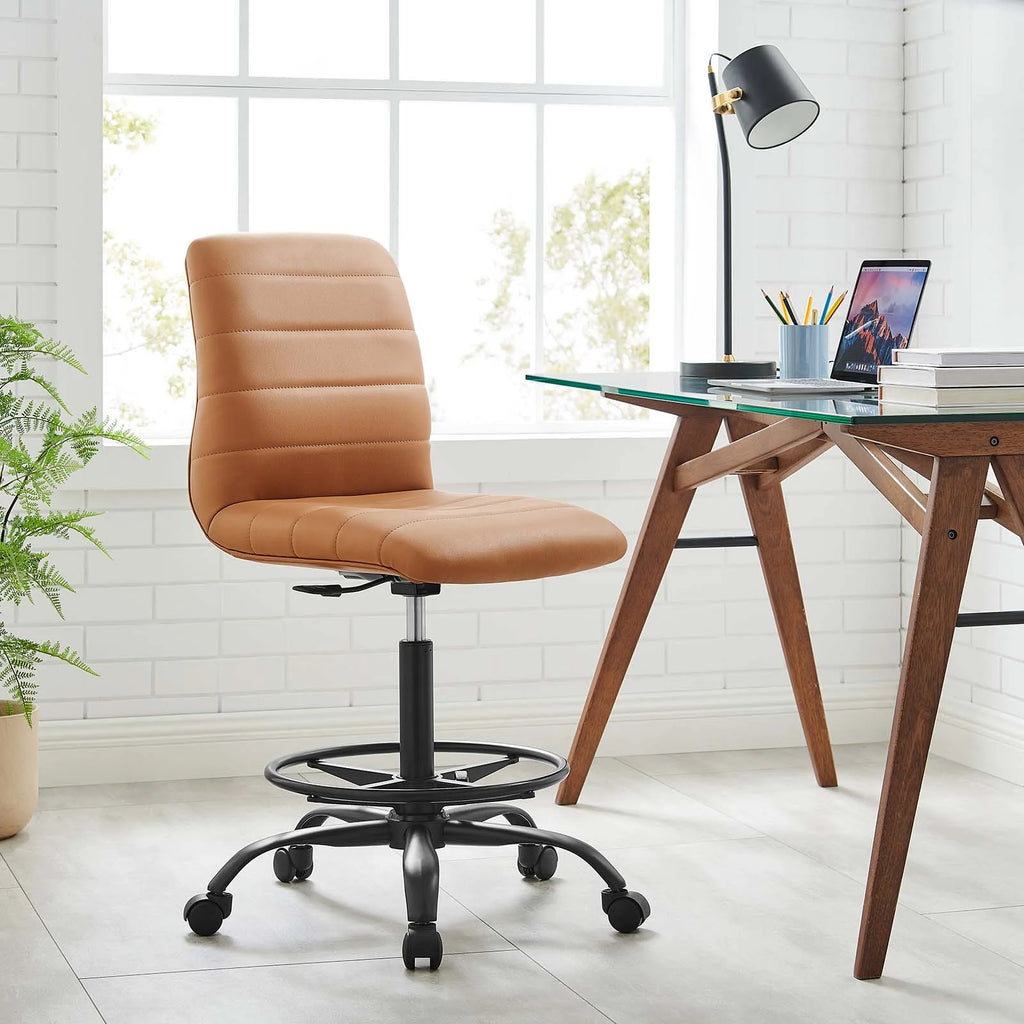 Black Tan Vegan Leather Drafting Chair J74286