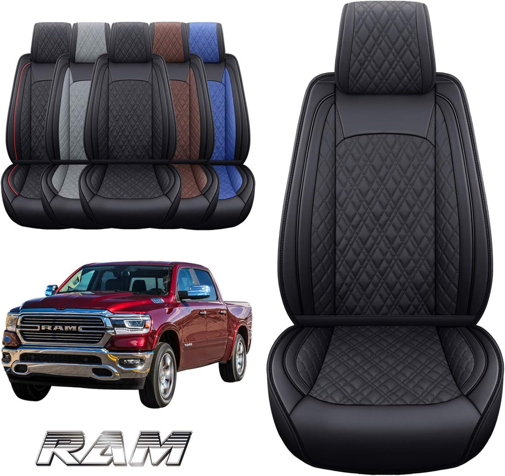 Black-Brown 2 Pc Front Car Seat Covers C5498
