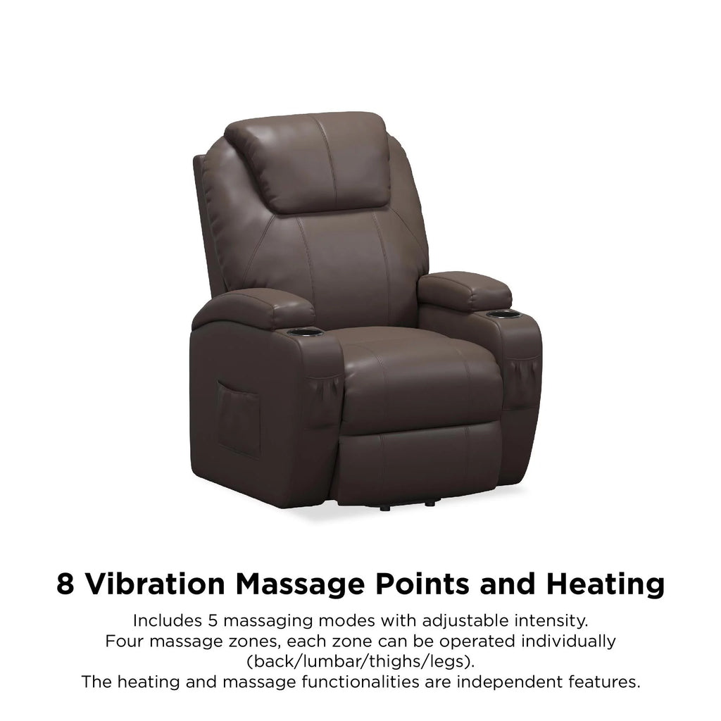 Brown Faux Leather Power Lift Recliner Y888