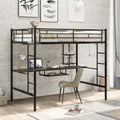 Full Black Loft Bed with Desk and Shelf E203