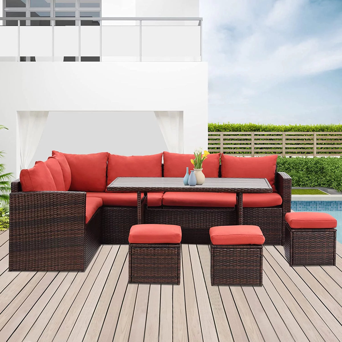 7 Piece All Weather Wicker Outdoor Conversation Set X93125
