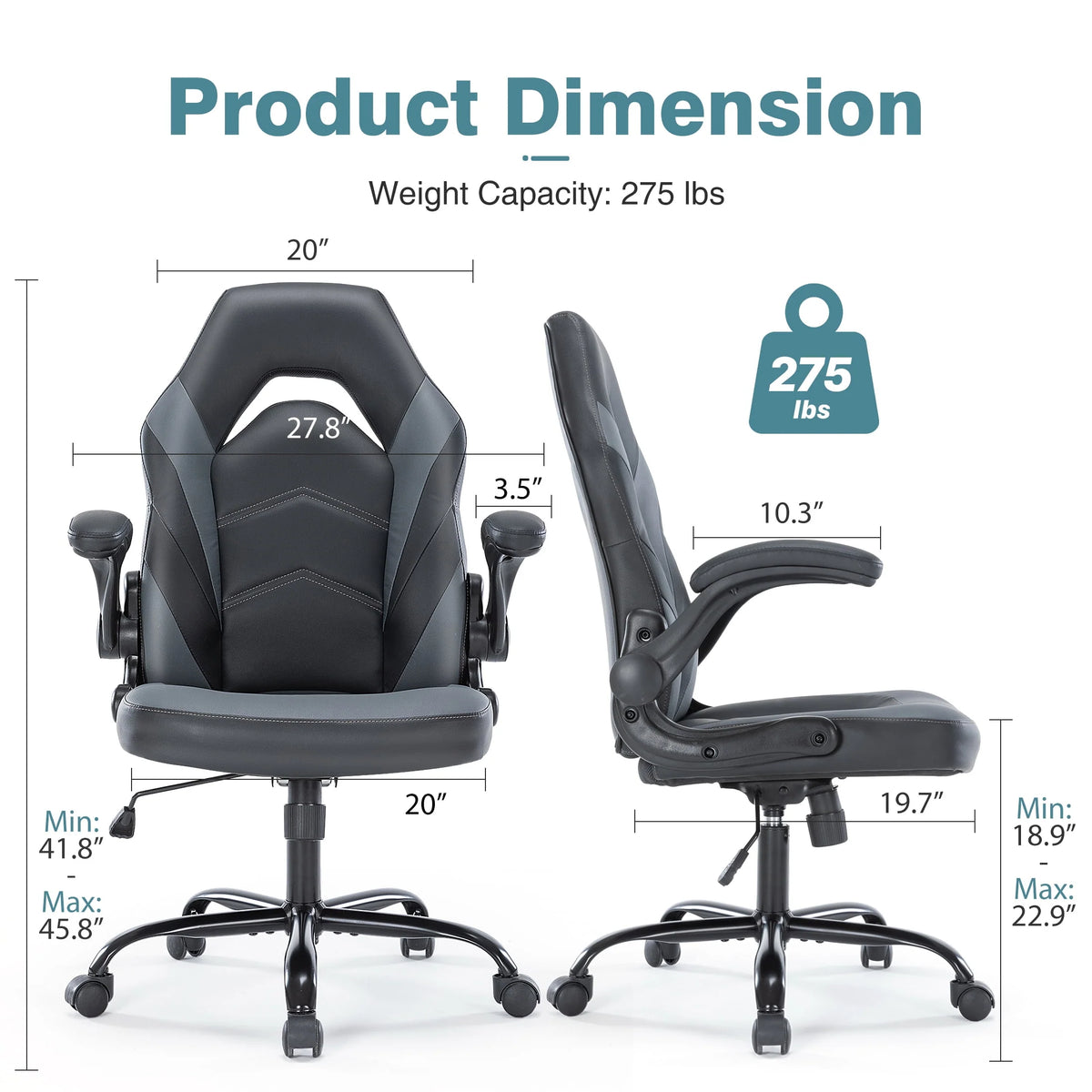 Black and White Ergonomic Office Chair with Lumbar Support Z966626